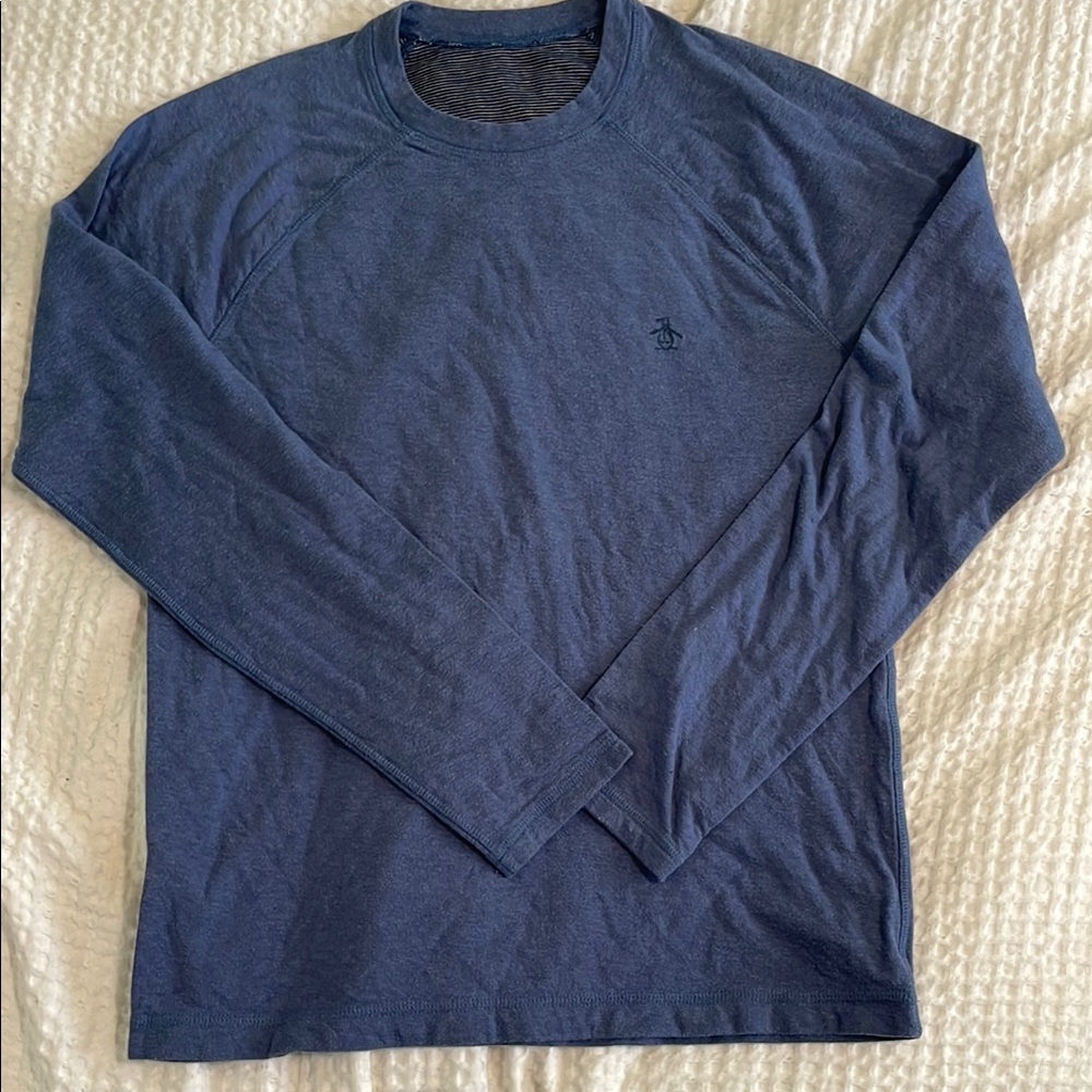 Original Penguin Men's Long Sleeve Crewneck Shirt - Navy Blue